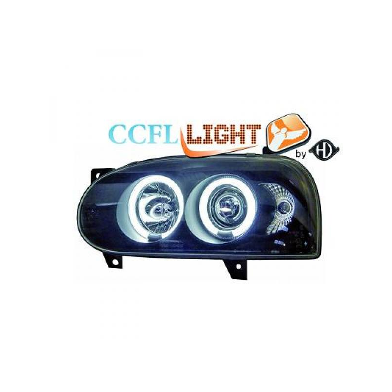 phares design angel eyes, CCFL Cool Lights, noir, H1/H1,          GOLF III,