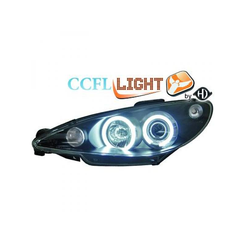 phares design angel eyes, CCFL Cool Lights, noir, H1/H1     206,