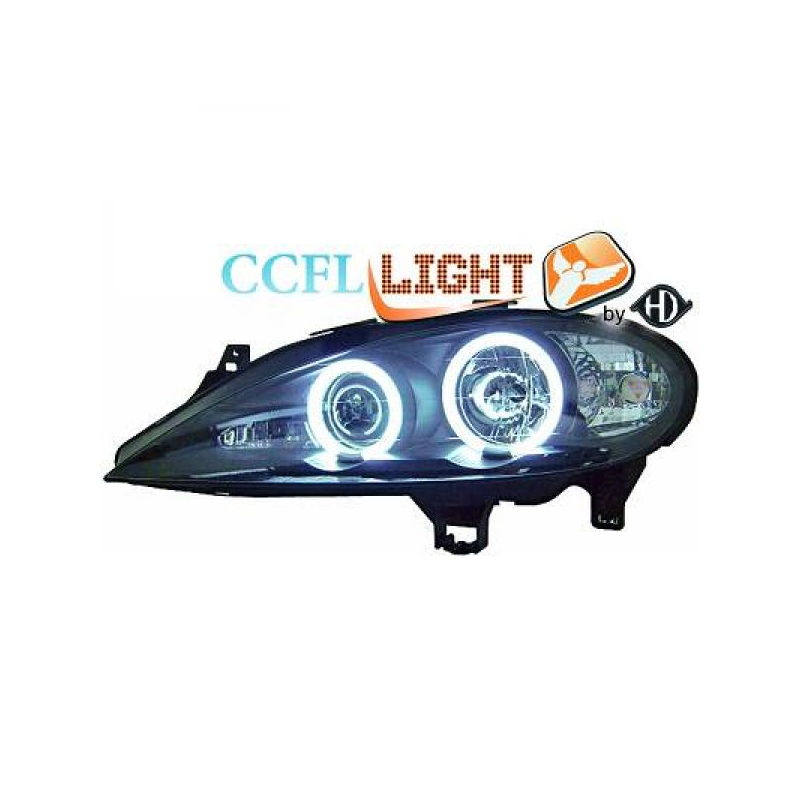 phares design angel eyes, CCFL Cool Lights, noir, H1/H1   MEGANE,