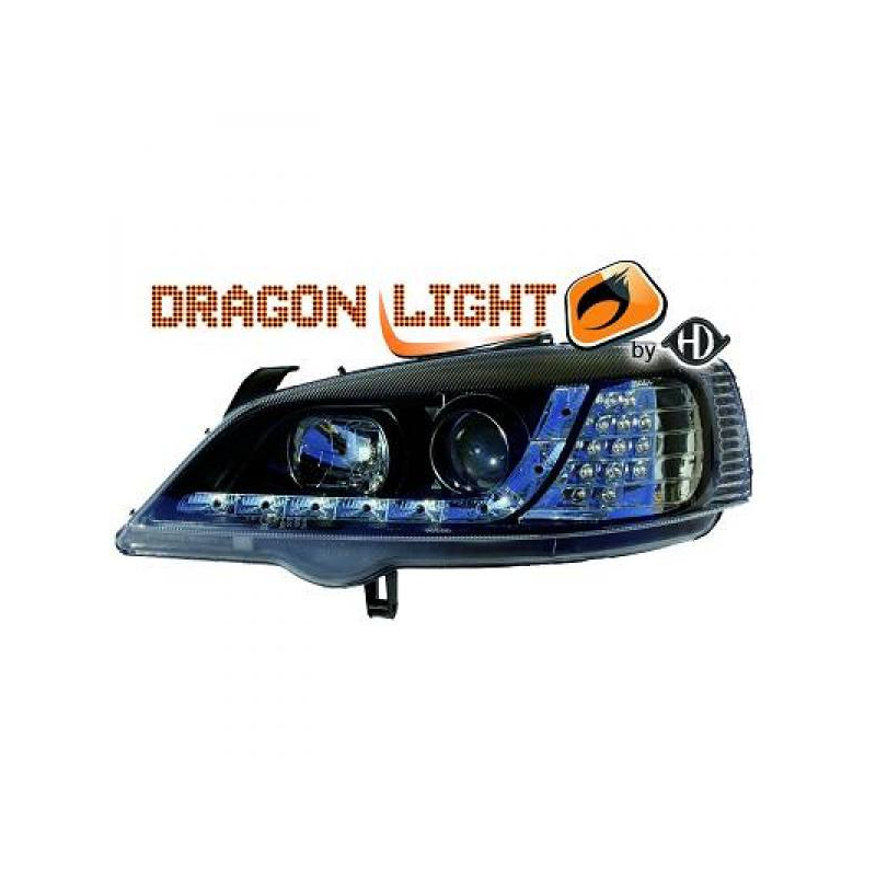 fari con LED diurni, DragonLights, nero ASTRA G