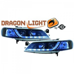 fari con LED diurni, DragonLights, nero VECTRA B