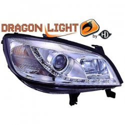 fari con LED diurni, DragonLights, cromo, OPEL ZAFIRA 