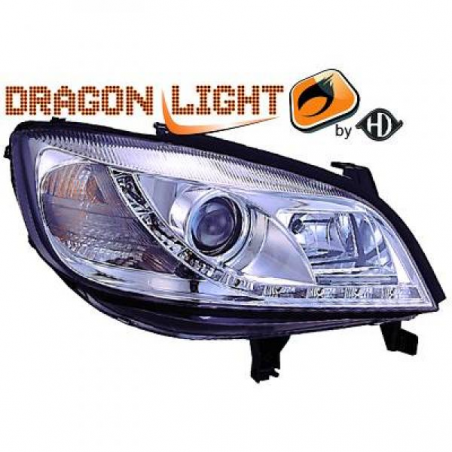 fari con LED diurni, DragonLights, cromo, OPEL ZAFIRA fari con LED diurni, DragonLights, cromo, OPEL ZAFIRA