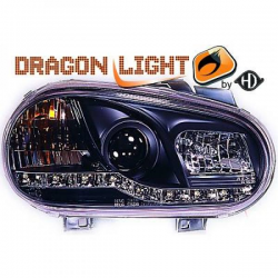 fari con LED diurni, DragonLights, nero GOLF 4 