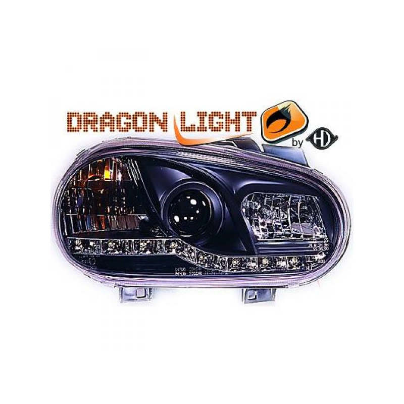 fari con LED diurni, DragonLights, nero GOLF 4 