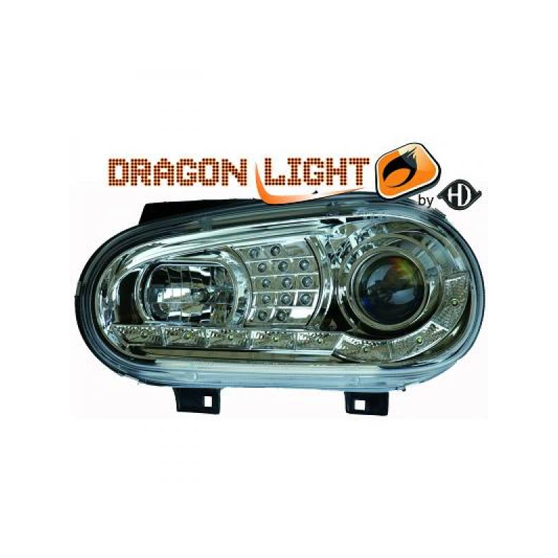 fari con LED diurni, DragonLights, nero GOLF 4 