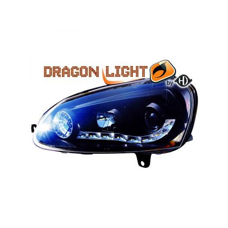 fari con LED diurni, DragonLights, nero GOLF 5