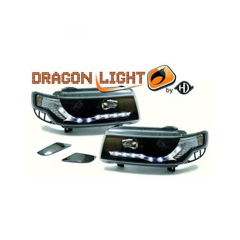 fari con LED diurni, DragonLights, nero PASSAT,