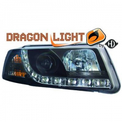 fari con LED diurni, DragonLights, nero, con clign. PASSAT