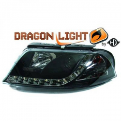 fari con LED diurni, DragonLights, nero PASSAT