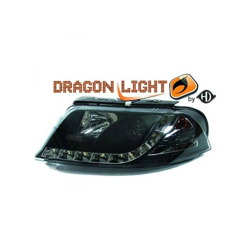 fari con LED diurni, DragonLights, nero PASSAT