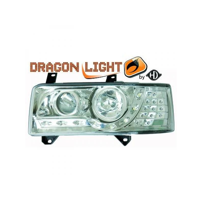 fari con LED diurni, DragonLights, chrome, clign. LED T4,