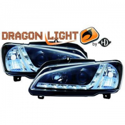 fari con LED diurni, DragonLights, nero, 106,