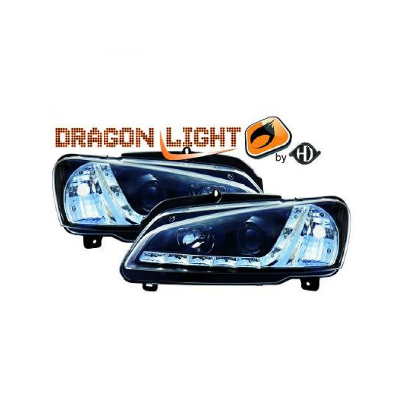 fari con LED diurni, DragonLights, nero, 106,