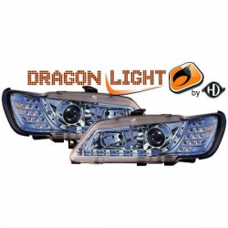 fari con LED diurni, DragonLights, cromo, LED lampeggiante 306,