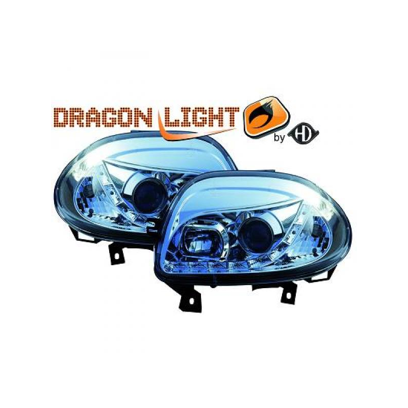 fari con LED diurni, DragonLights, chrome CLIO,