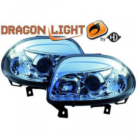 fari con LED diurni, DragonLights, chrome CLIO, fari con LED diurni, DragonLights, chrome CLIO,