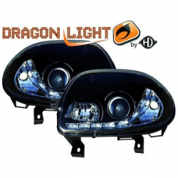 fari con LED diurni, DragonLights, nero CLIO,