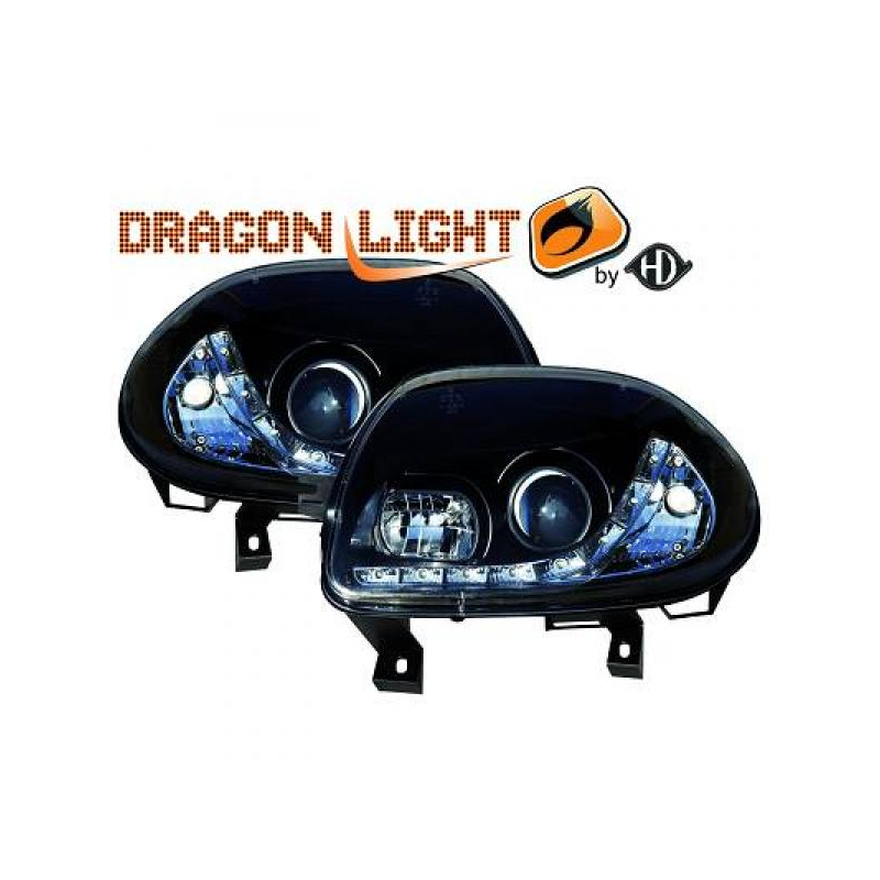 fari con LED diurni, DragonLights, nero CLIO,