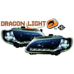 fari con LED diurni, DragonLights, nero MEGANE, 