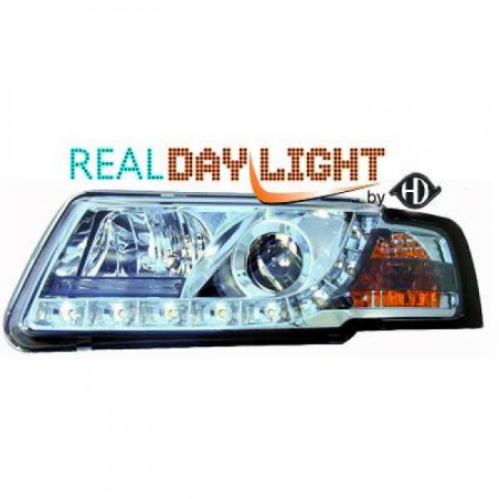 fari con LED diurni, DragonLights, chrome, VW Passat, 