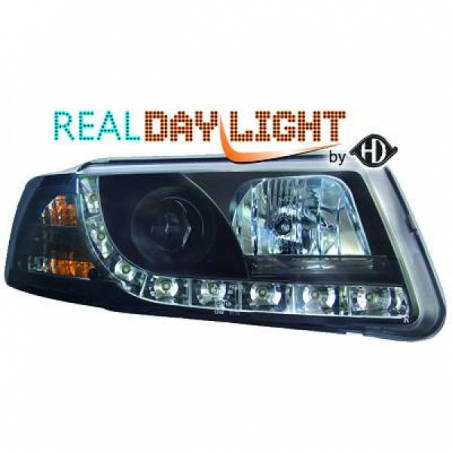 fari con LED diurni, DragonLights, nero VW Passat, 