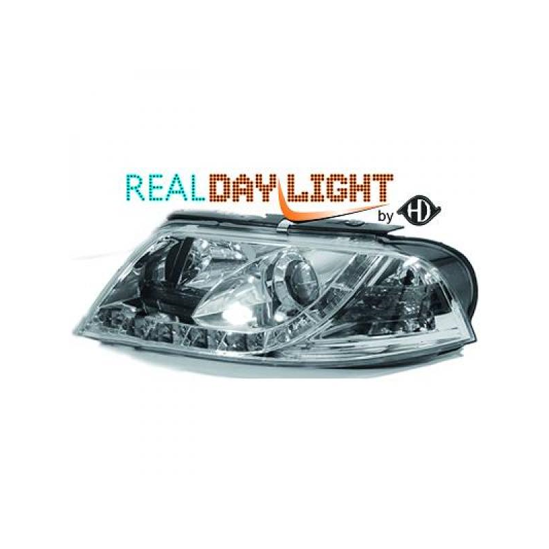 fari con LED diurni, DragonLights, chrome, VW Passat, 