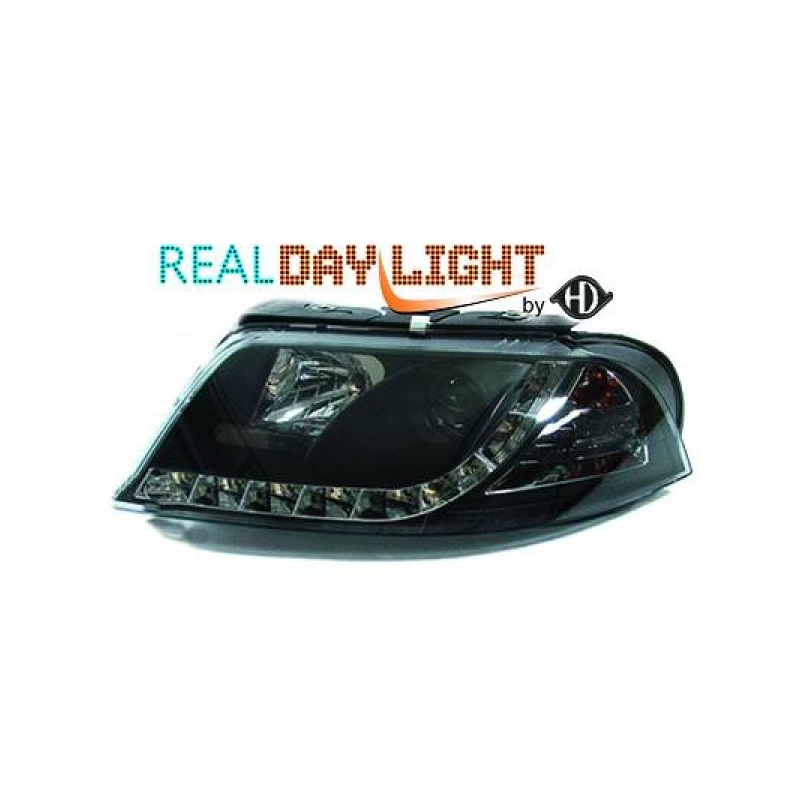 fari con LED diurni, DragonLights, nero VW Passat, 