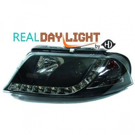 fari con LED diurni, DragonLights, nero VW Passat, 