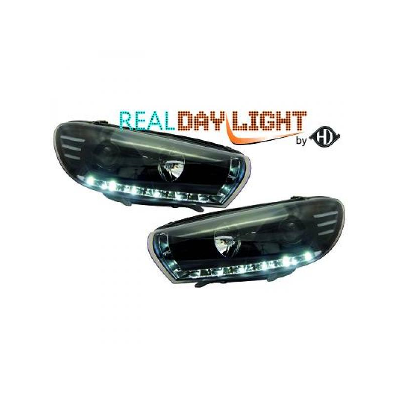 fari con LED diurni, DragonLights, nero VW Scirocco, 