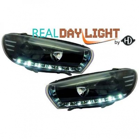 fari con LED diurni, DragonLights, nero VW Scirocco, 