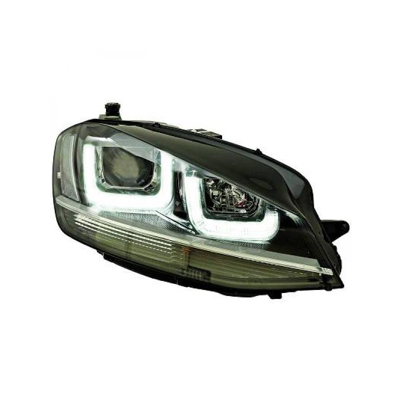 Phares VW GOLF 7 avec Feux diurne Led U style xenon (GTI + Cligno Led)