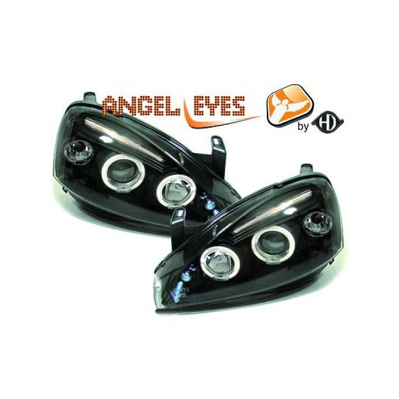 phares Angel Eyes "New Style", noir, régl. électr., avec clign.,    CORSA C