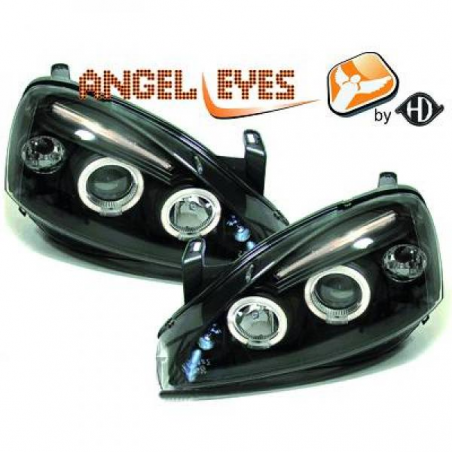 phares Angel Eyes "New Style", noir, régl. électr., avec clign., CORSA C phares Angel Eyes "New Style", noir, régl. électr., avec clign., CORSA C