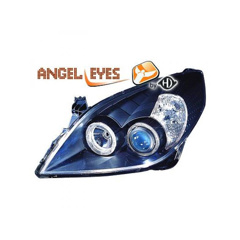 phares design, noir, H7+H7, pour régl. éléctr., anneux      VECTRA C