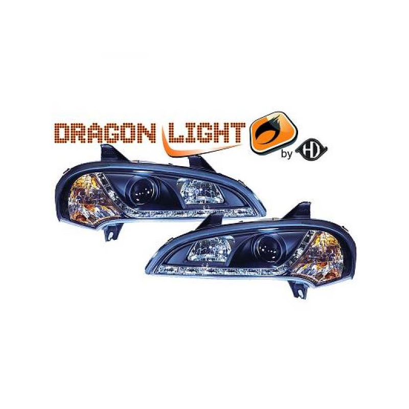 Phares à LED avec feux de jour Opel Tigra noir avant gauche ou droit