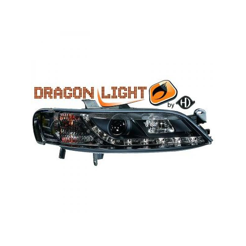 fari con LED diurni, DragonLights, nero VECTRA