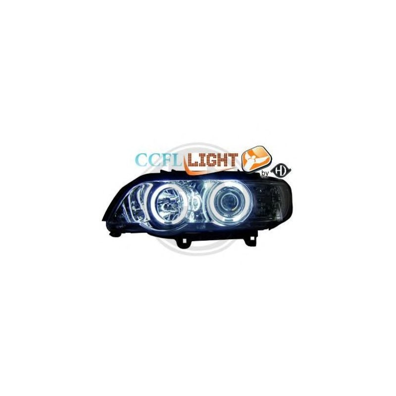  phares design angel eyes, CCFL Cool Lights, chrome, H1/H1  BMW X5, 