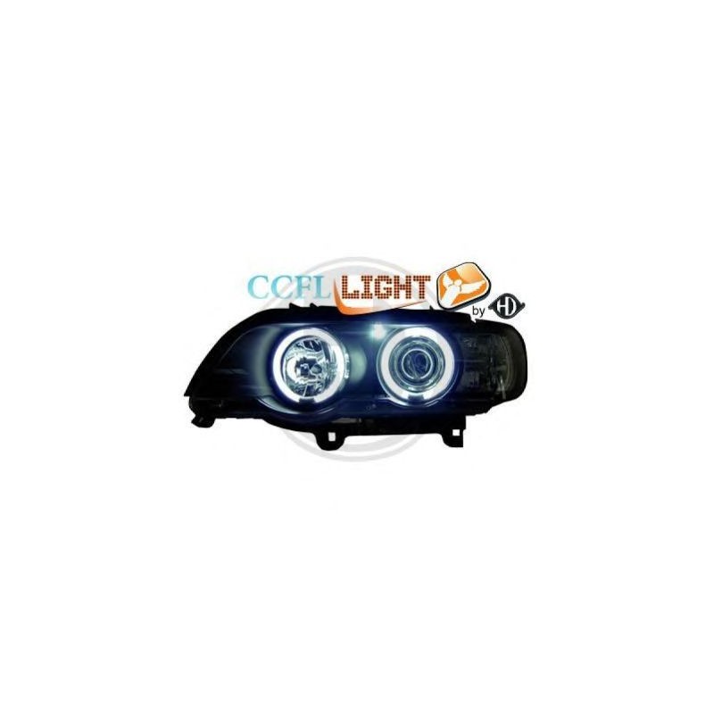  phares design angel eyes, CCFL Cool Lights, noir, H1/H1   BMW X5, 