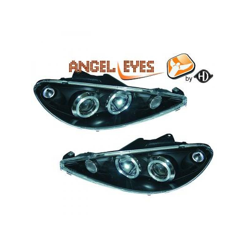 phares design, noir, H1/H1, régl. électr., anneaux       206,