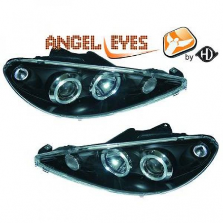 phares design, noir, H1/H1, régl. électr., anneaux 206, phares design, noir, H1/H1, régl. électr., anneaux 206,