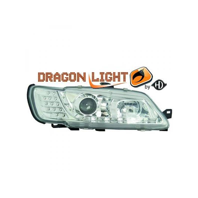 fari con LED diurni, DragonLights, chrome, 306,