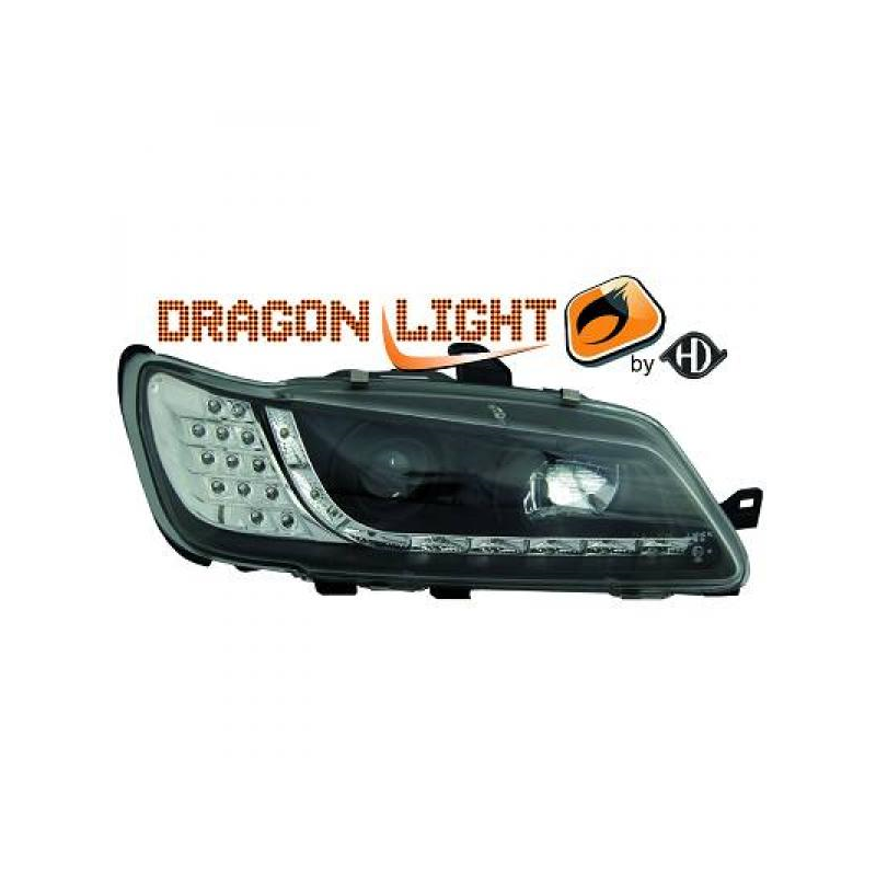 fari con LED diurni, DragonLights, nero 306,