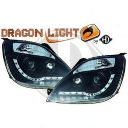  phares à LED diurnes, DragonLights, noir      FIESTA, 