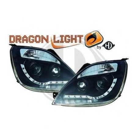 phares à LED diurnes, DragonLights, noir FIESTA, phares à LED diurnes, DragonLights, noir FIESTA,