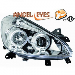 phares design, chrome, H1/H1, régl. électr., anneaux     CLIO