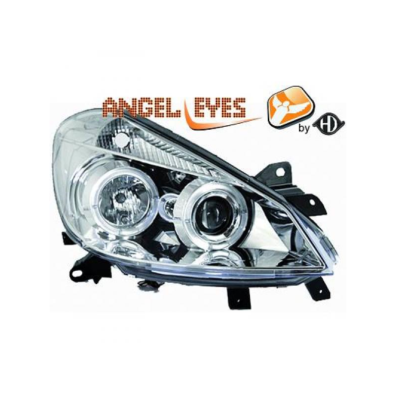 phares design, chrome, H1/H1, régl. électr., anneaux     CLIO