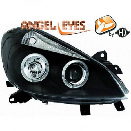 phares design, noir, H1/H1, régl. électr., anneaux CLIO phares design, noir, H1/H1, régl. électr., anneaux CLIO