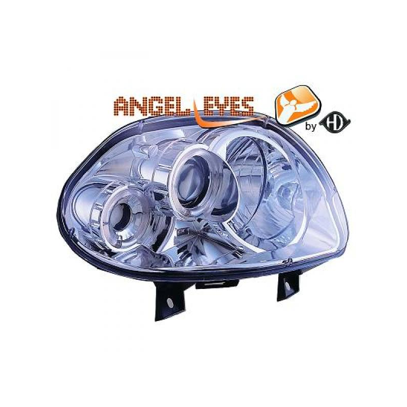 phares design, chrome, H1/H1, règl. électr., anneaux     CLIO,