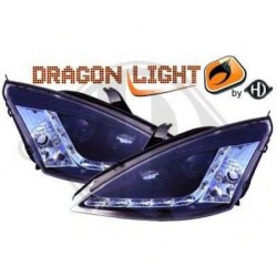  phares à LED diurnes, DragonLights, noir    FOCUS  